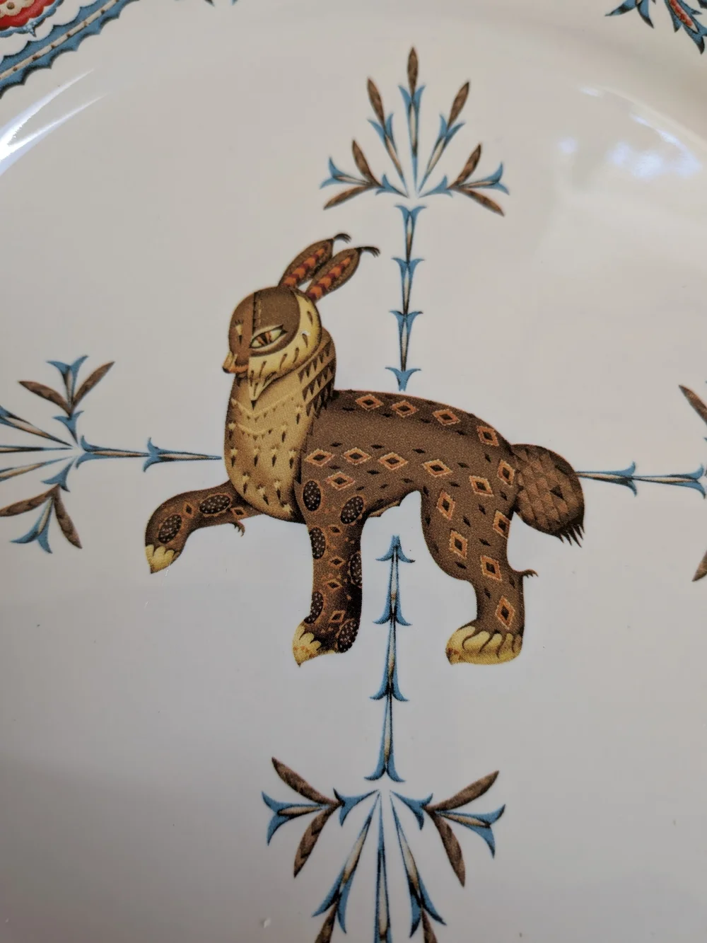 Set Of 2 UNUSED West Elm KLAUS HAAPANIEMI Rabbit Motif Ceramic Dinner Plate 9